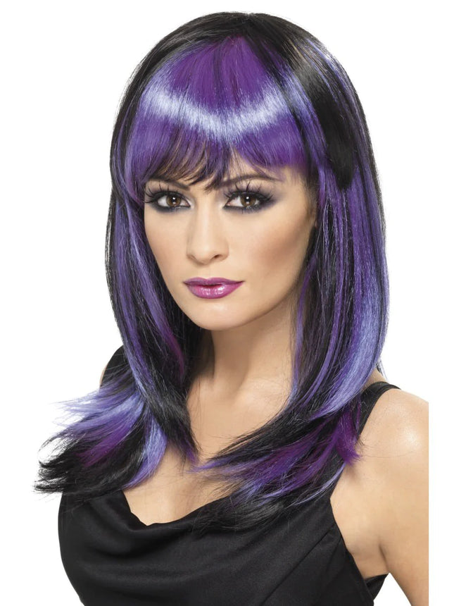 Black & Purple Glamour Witch Wig