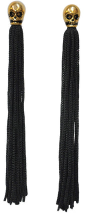 METAL SKULL TASSEL EARRINGS