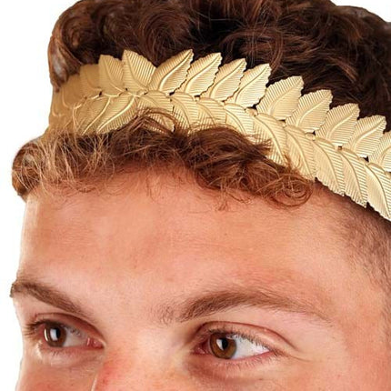 Adjustable Gold Leaf Crown- worn by model front view up close