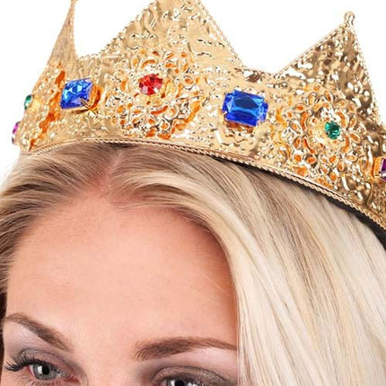 Gold Ladies Adjustable 3" Pointed Crown- worn by model up close