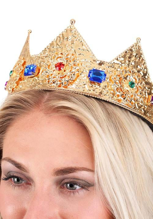 Gold Ladies Adjustable 3" Pointed Crown- worn by model up close