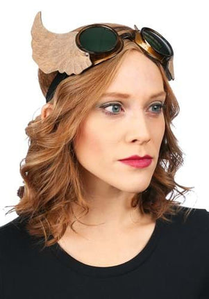Gold Winged Goggles- worn by model on head
