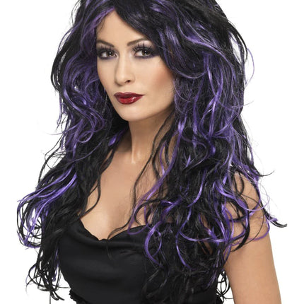 Black & Purple Gothic Bride Wig