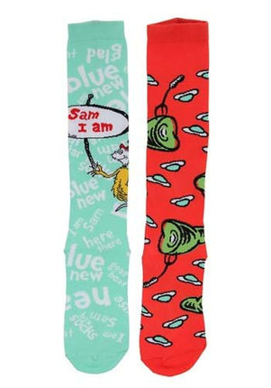 Dr. Seuss- Green Eggs & Ham Mismatched Knee High Socks