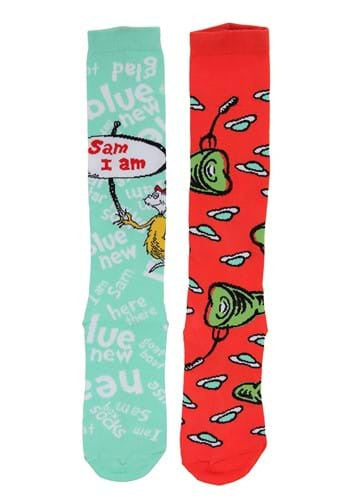 Dr. Seuss- Green Eggs & Ham Mismatched Knee High Socks