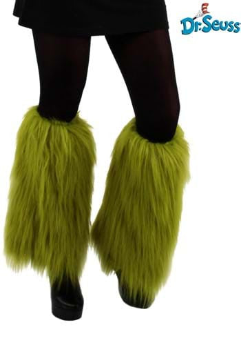 Dr. Seuss- The Grinch Fuzzy Leg Warmers- worn by model close up
