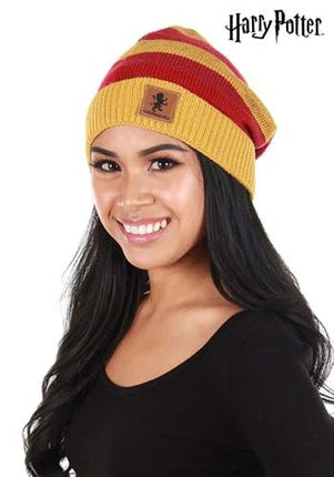 Harry Potter- Gryffindor Heathered Knit Beanie- worn by model