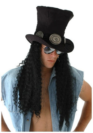 Guitar Superstar Hat with Hair- angled view