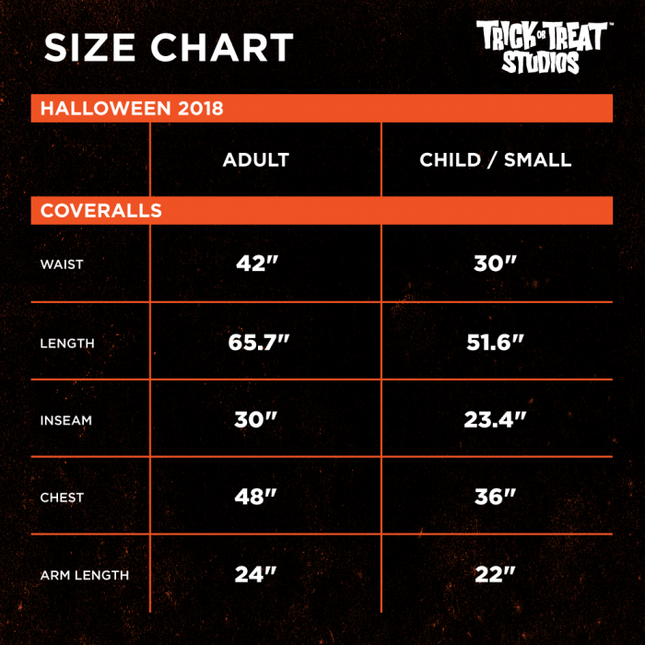 Coveralls Size Chart