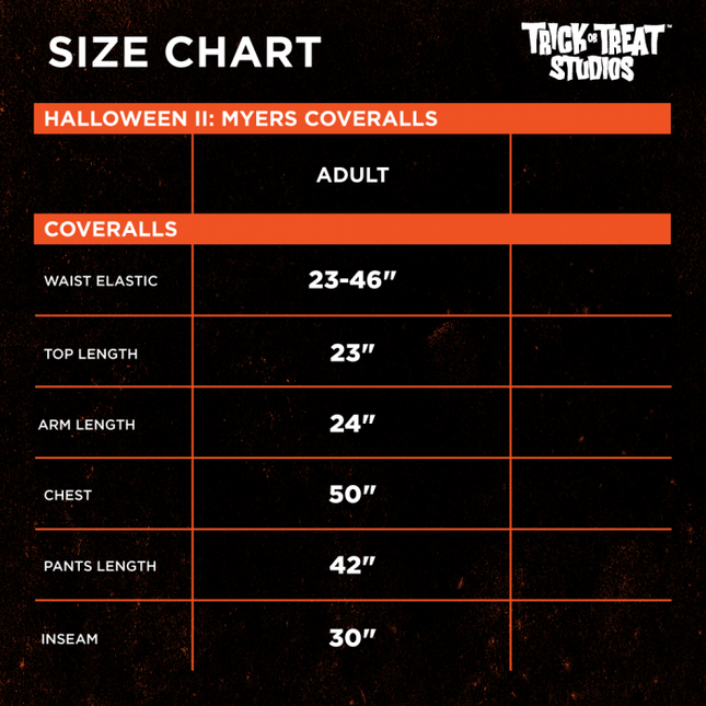 Coveralls Size Chart