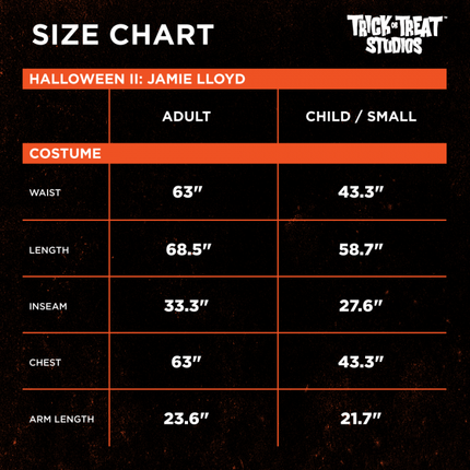 Costume Size Chart