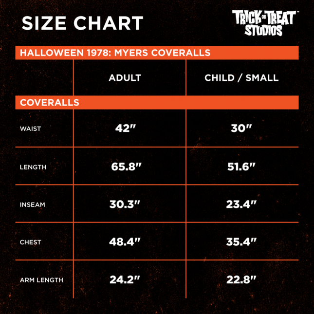 Coveralls Size Chart