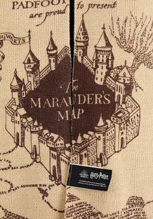 Harry Potter Marauders Map Knit Hat & Scarf- scarf up close