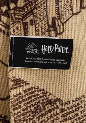 Harry Potter Marauders Map Knit Hat & Scarf- tag up close