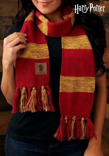 Harry Potter- Gryffindor Vintage Scarf- worn by model up close
