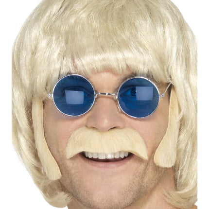 Blonde Hippie Sideburns & Moustache