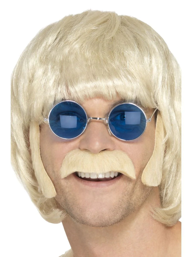 Blonde Hippie Sideburns & Moustache