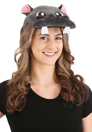 Hippo Plush Headband- worn by adult female model