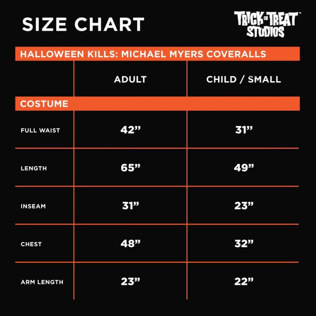 Coveralls Size Chart