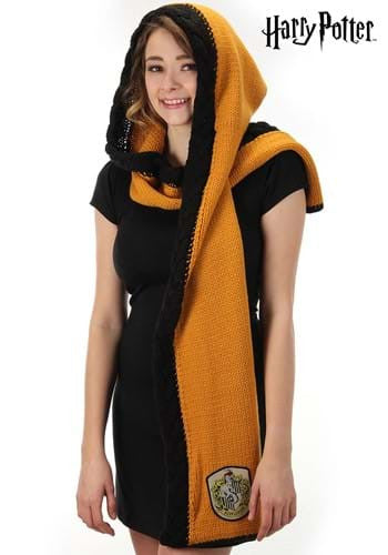 Harry Potter- Hufflepuff Knit Hood- worn by model