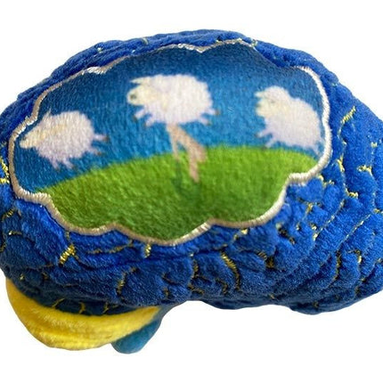 insomnia brain plushie- side view with brain cloud