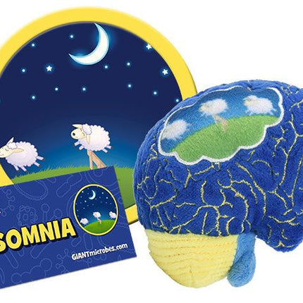 insomnia brain plushie with informational tag