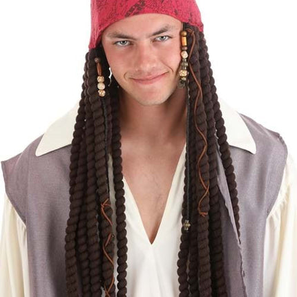 Pirates of the Caribbean-Jack Sparrow Bandana with Dreads- worn by model front view