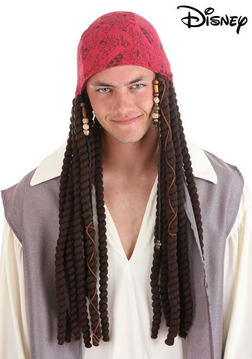 Pirates of the Caribbean-Jack Sparrow Bandana with Dreads- worn by model front view