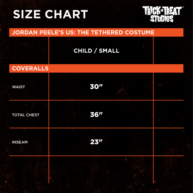 Costume Size Chart