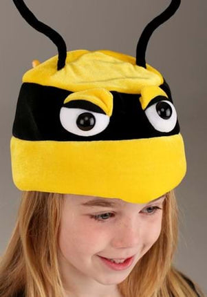 Kids Bumblebee Plush Hat- front view up close