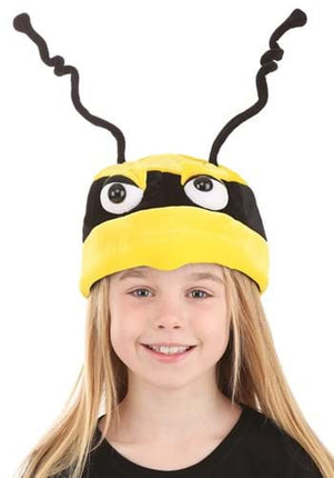 Kids Bumblebee Plush Hat- worn by model front view