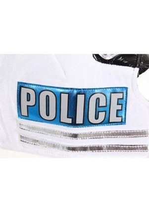 Kids Plush Police Helmet- up close police badge on the side
