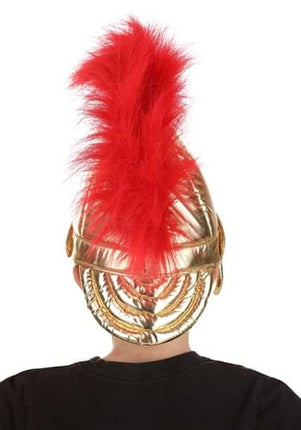 Roman Soldier Kids Plush Helmet- worn by child model back view