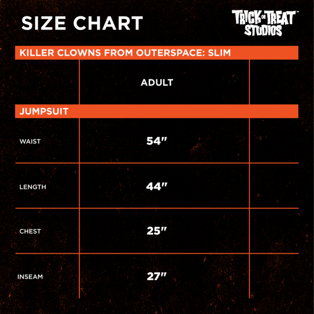 Costume Size Chart