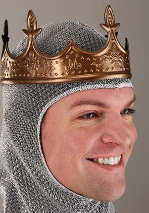 King Arthur Crown & Hood- worn by model up close