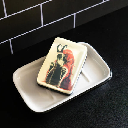 Krampus Figure Soap- on soap dish