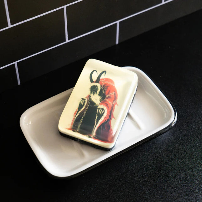 Krampus Figure Soap- on soap dish