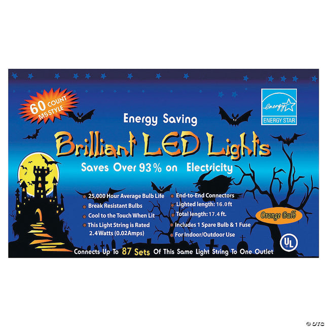 LED 60 Count Orange Party Lights