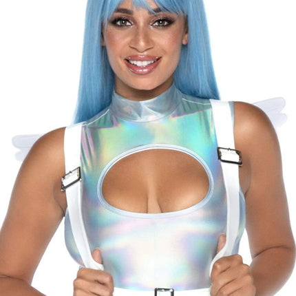 Angel Wings Harness- white, front view