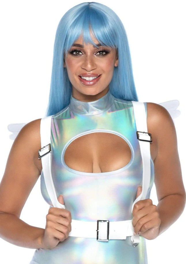 Angel Wings Harness- white, front view