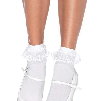 Diem Lace Ruffle Anklet Socks- white