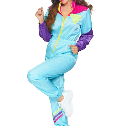 Women's 80s Track Suit Costume- front view, full body
