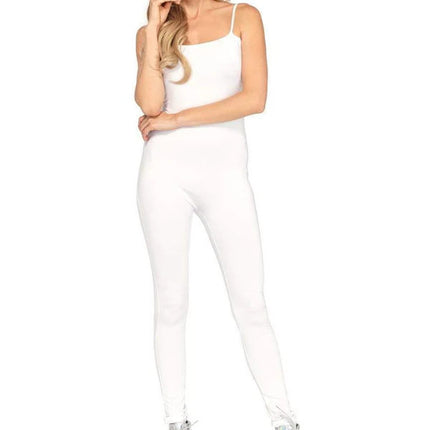 Basic Full Length Seamless Spandex Unitard- white