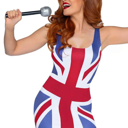 British Flag Dress Costume- front view close up