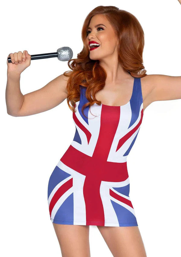 British Flag Dress Costume- front view close up