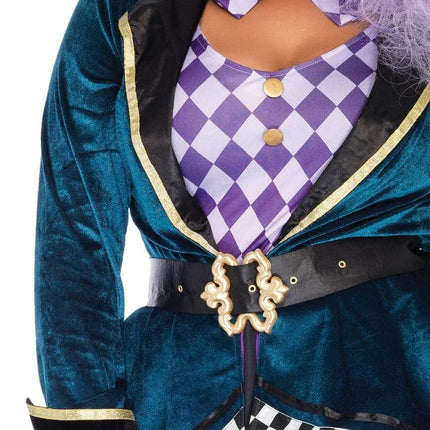 Delightful Mad Hatter Costume- plus, chest, up close