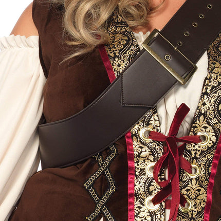 Plus Captain Blackheart Pirate Costume- strap, up close