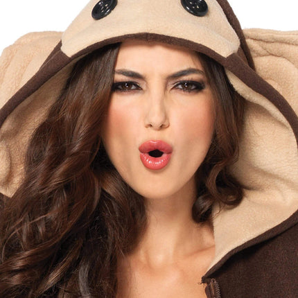Cozy Monkey Costume- hood, close up