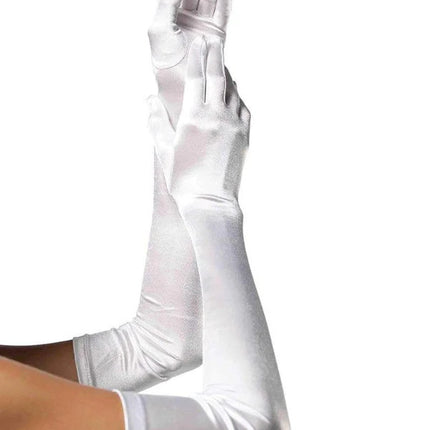 Long Satin Gloves- white