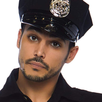 Men's Cuff Em' Cop Costume- hat, up close